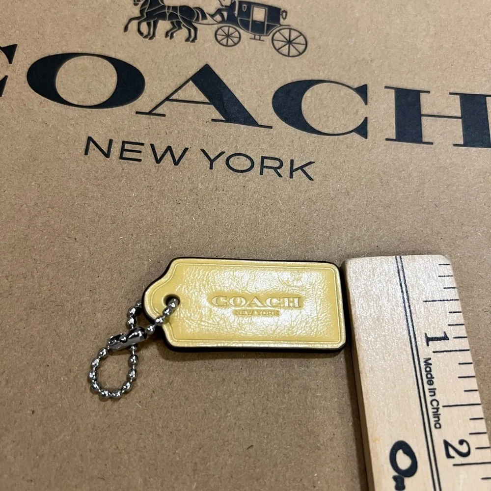 Coach Yellow Leather Tag Key & Card Holder with Ball-Chain